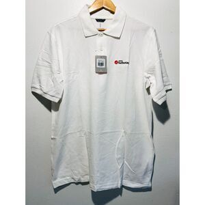 Turbotax Elevate polo shirt workwear white 100% cotton men size L New